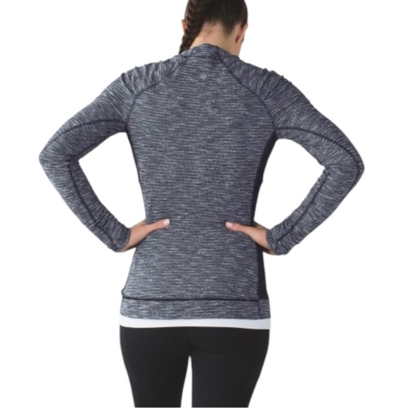 Lululemon Think Fast Long Sleeve Top Coco Pique Black/Black Fitted Running Sz 8 - Picture 11 of 12
